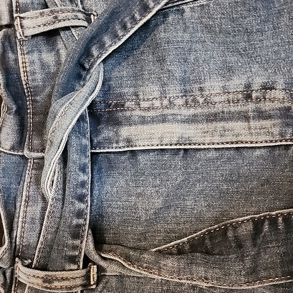 Express Super High Waisted Shortie Paperbag Tie Jean Shorts sz 6 - Picture 2 of 7